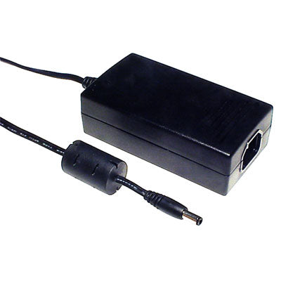 Black 12V 3A power adapter with cable and barrel connector for electronic devices