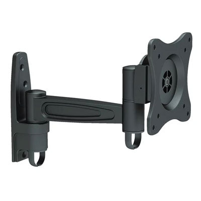 Black adjustable monitor arm for CCTV with swivel and mounting bracket for wall installation