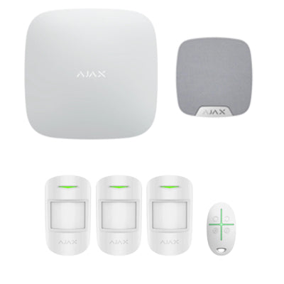 Ajax Hub2 Plus Kit 2 security system featuring sensors and a remote for enhanced home protection