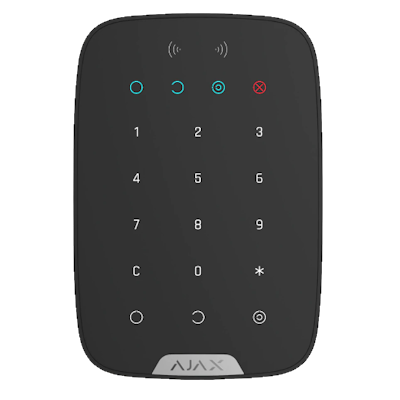 AJAX Keypad Black security panel black wireless touch keypad with numeric buttons and status indicators