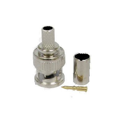 BNC RG59 connector for CCTV with a metal shell, pin, and sleeve for secure connections