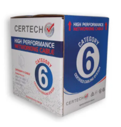 Certec high performance CAT6 shielded network cable box with Category 6 certification and branding