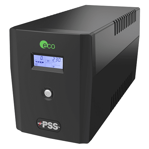 PSS ECO-ALTO 2200 UPS for CCTV black backup power supply with LCD display and power button