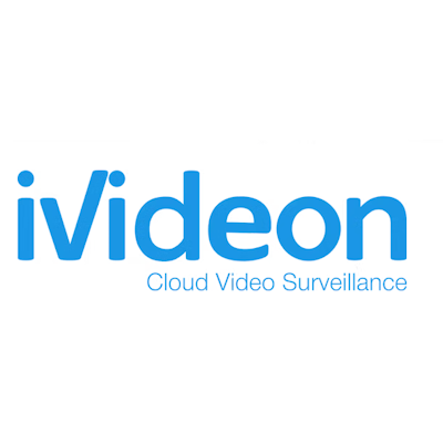 Ivideon logo representing cloud video surveillance service with blue text on white background