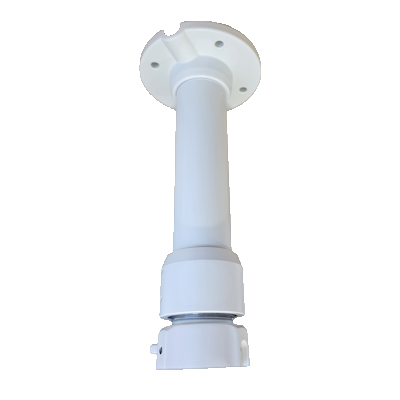 White NYX-CM CCTV mount with adjustable joint for secure ceiling or wall installation