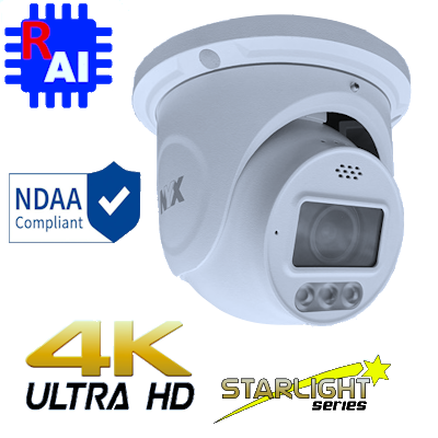 NYX D8VF ULTIMATE 4K camera white dome security camera with 4K Ultra HD and Starlight series features