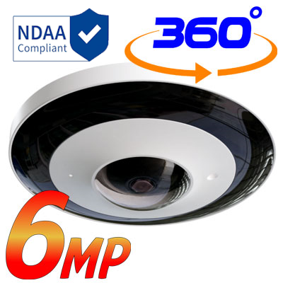 NYX IPE6A+ 6MP 360 camera with NDAA compliance for comprehensive surveillance coverage