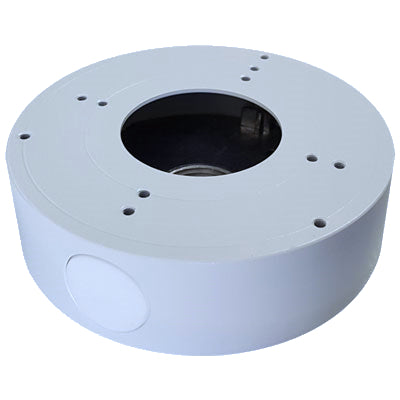 NYX CCTV white round NYX JB-EB2 mount with multiple screw holes for camera installation