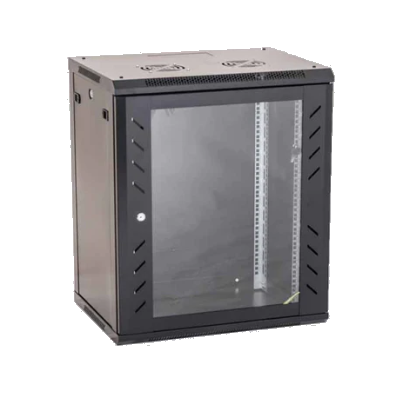 12RU server rack cabinet with glass door and ventilation for secure equipment storage