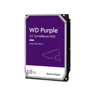 Western Digital WD Purple 10TB surveillance hard drive designed for 24/7 security camera recording